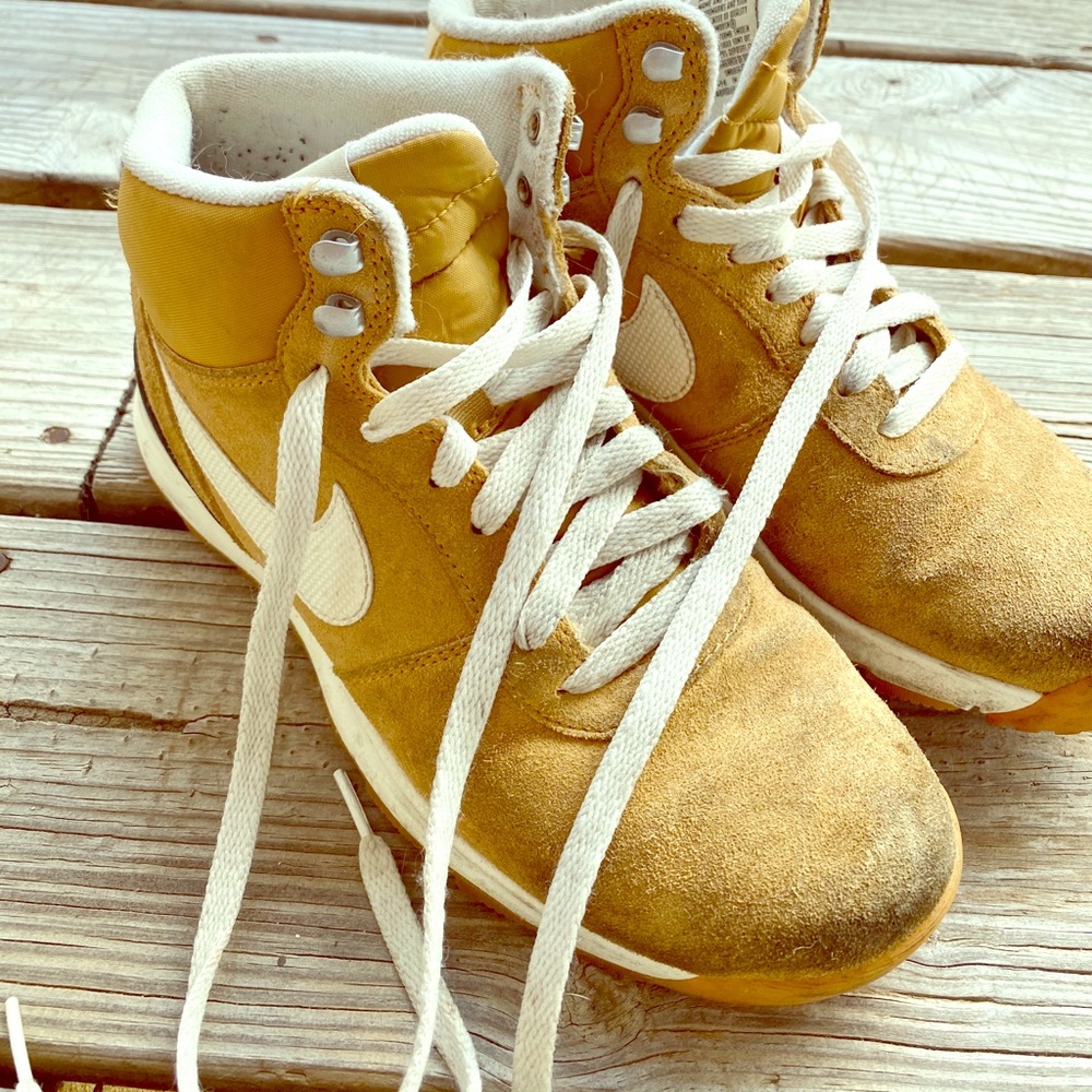 Mustard yellow Nike high-tops